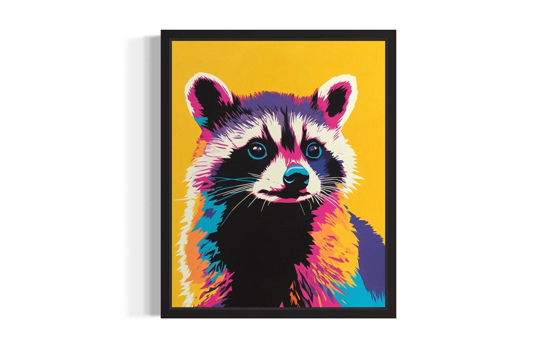 Raccoon Pop Art Poster Print Living Room Wall Original Paint Artwork Decor