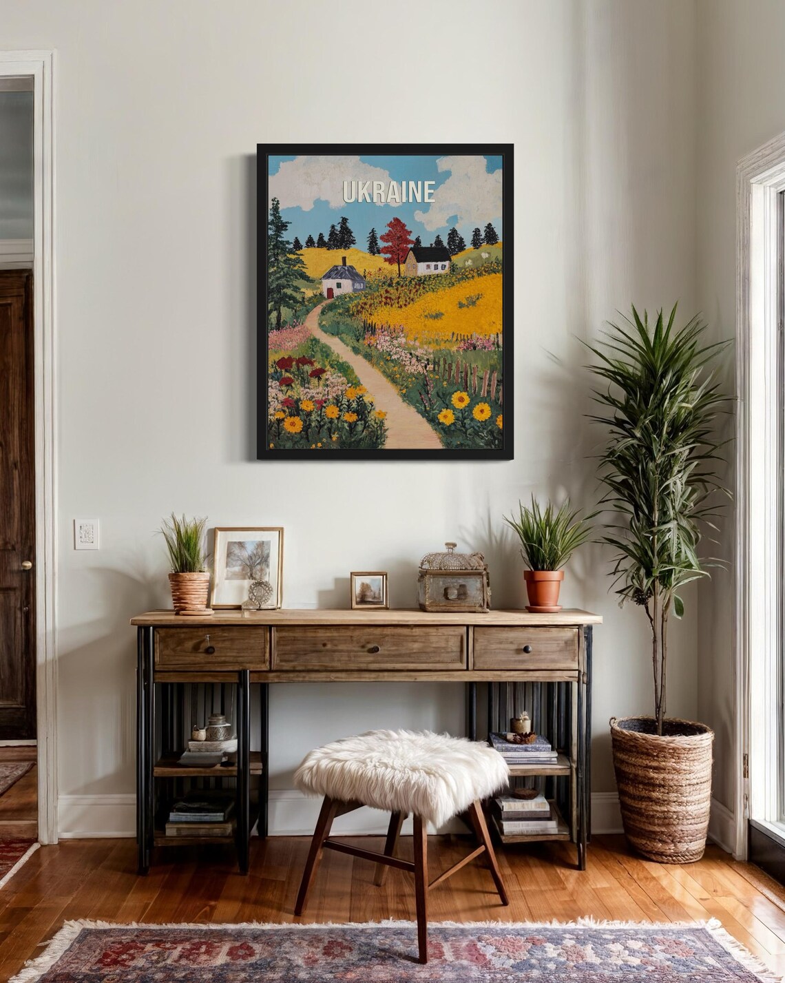 Ukraine Flower Meadow Village Vintage Travel Poster Artwork Scene - Image 3