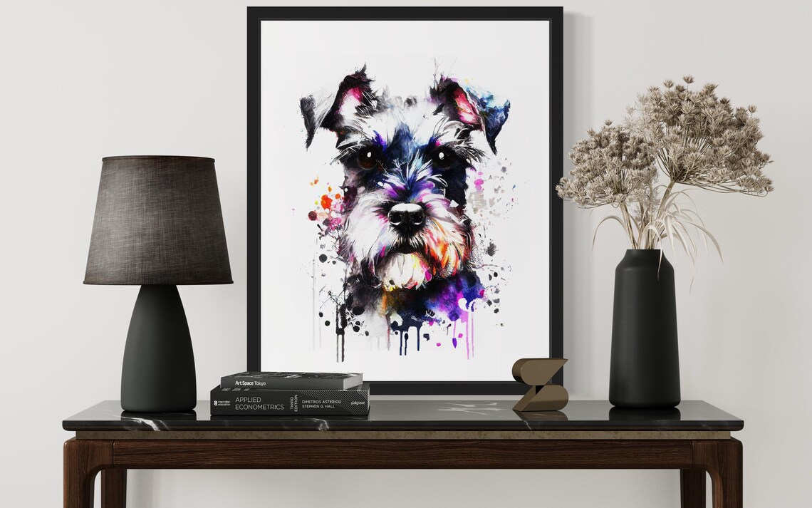 Schnauzer Bearded Dog Rainbow Watercolor Portrait Breed Art Poster - Image 3