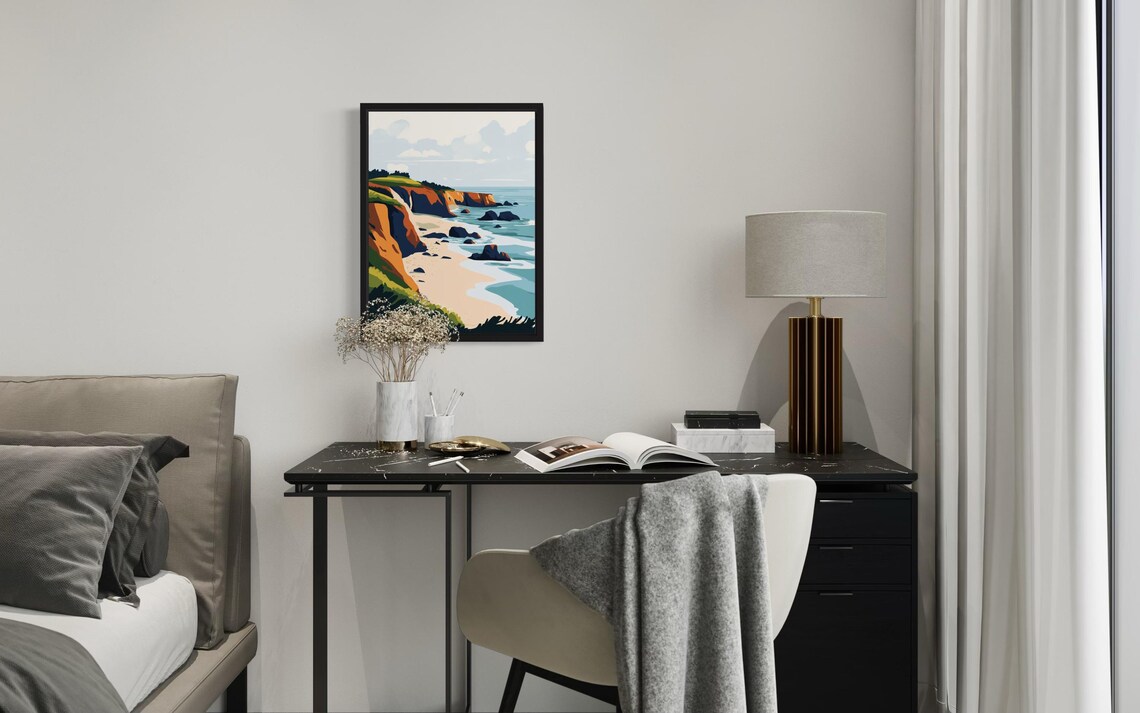 Mendocino Coast Abstract Boho Artwork, Bathroom Decor - Image 3