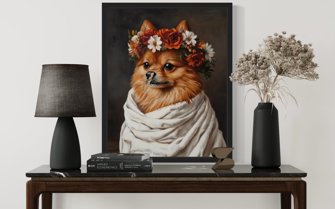Pomeranian Flower Crown Clothespin Funny Bathroom Art Poster - Image 4