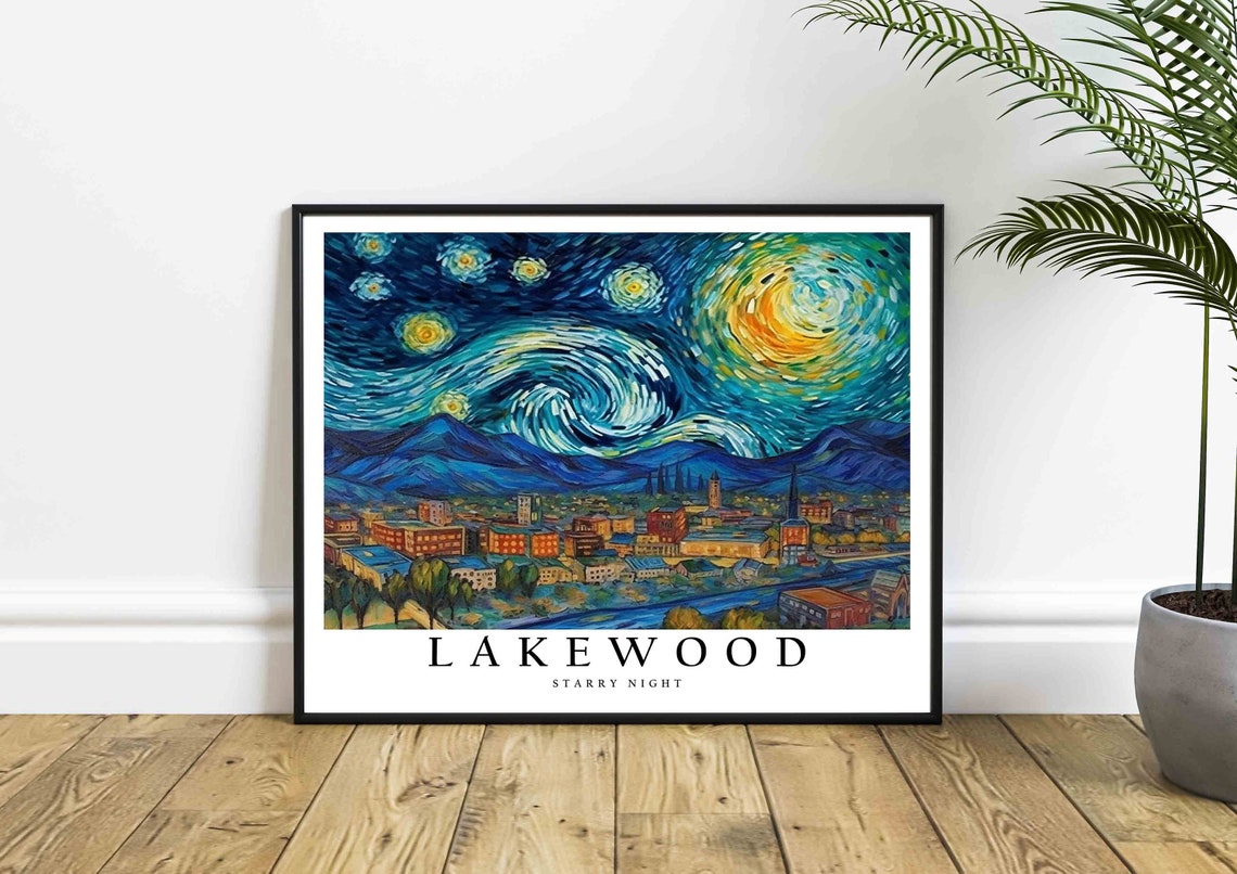 Lakewood Colorado Starry Night Art Print Van Gogh Lakewood Poster Wall Art Original Lakewood Painting Decor - Image 4
