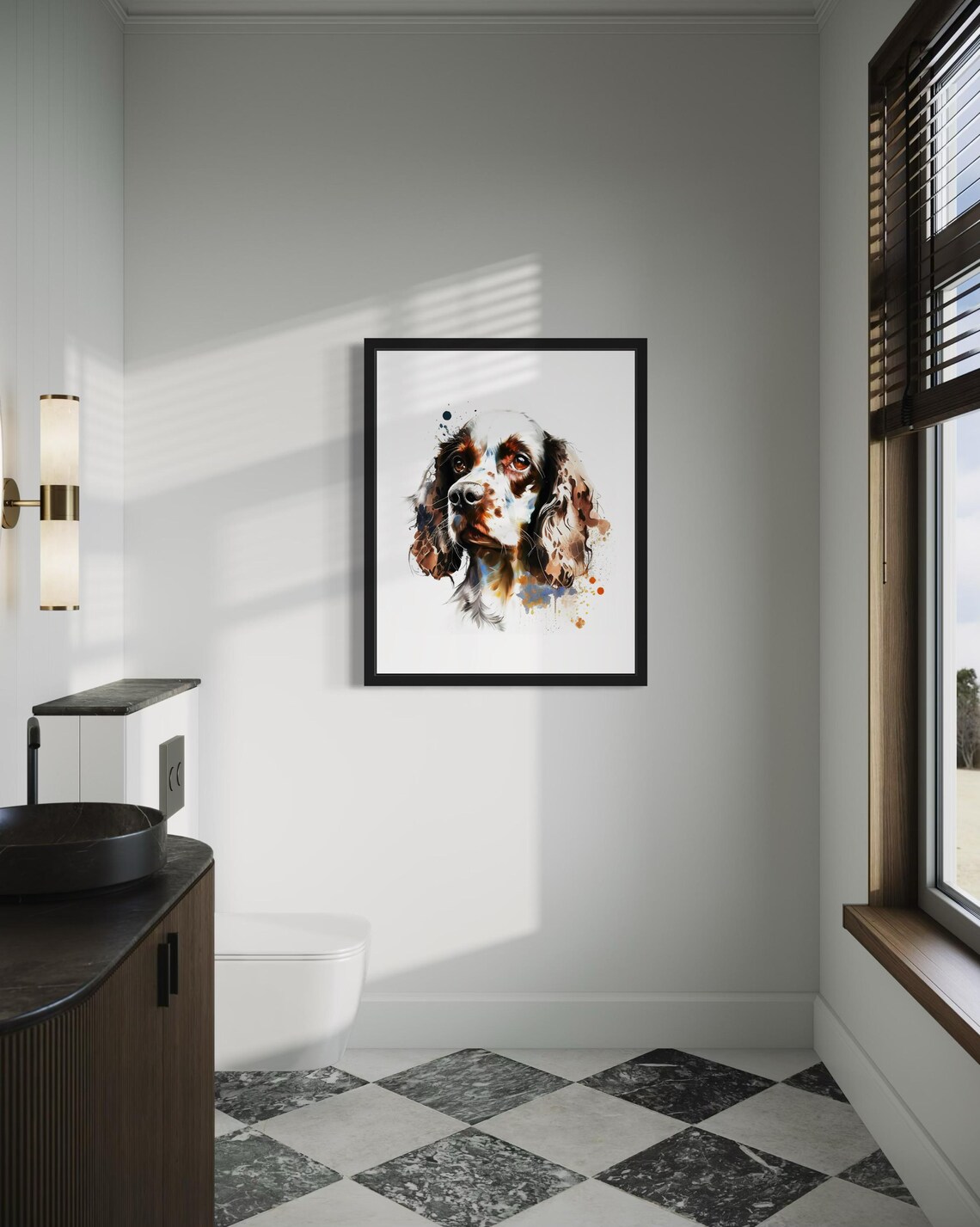 Spaniel Brown White Dog Watercolor Portrait Long Ears Poster - Image 4