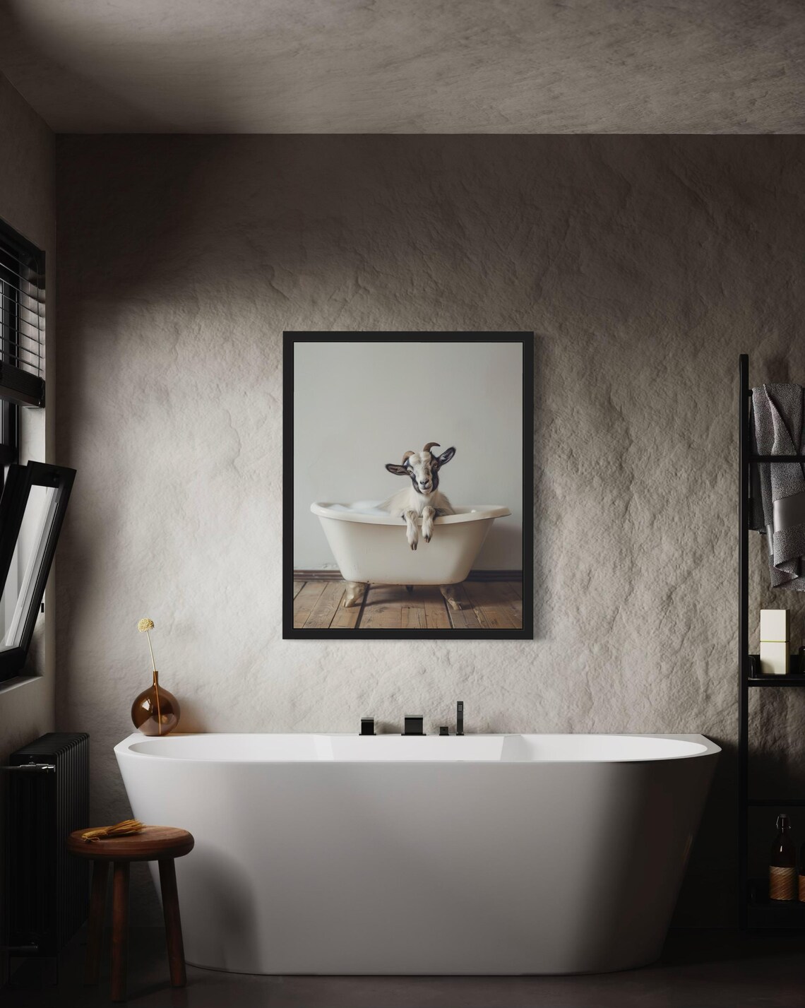 Baby Goat Bubble Bath Clawfoot Tub Funny Bathroom Art Poster - Image 4