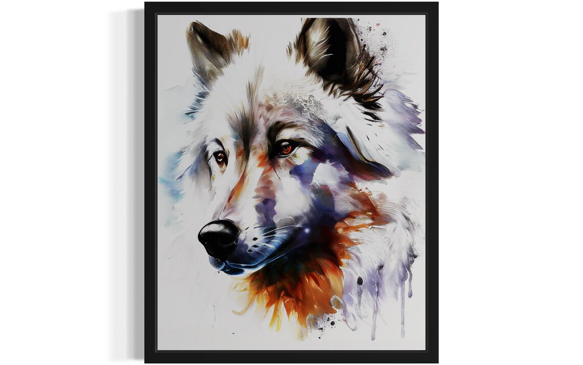 Kuvasz White Fluffy Dog Watercolor Portrait Breed Art Poster