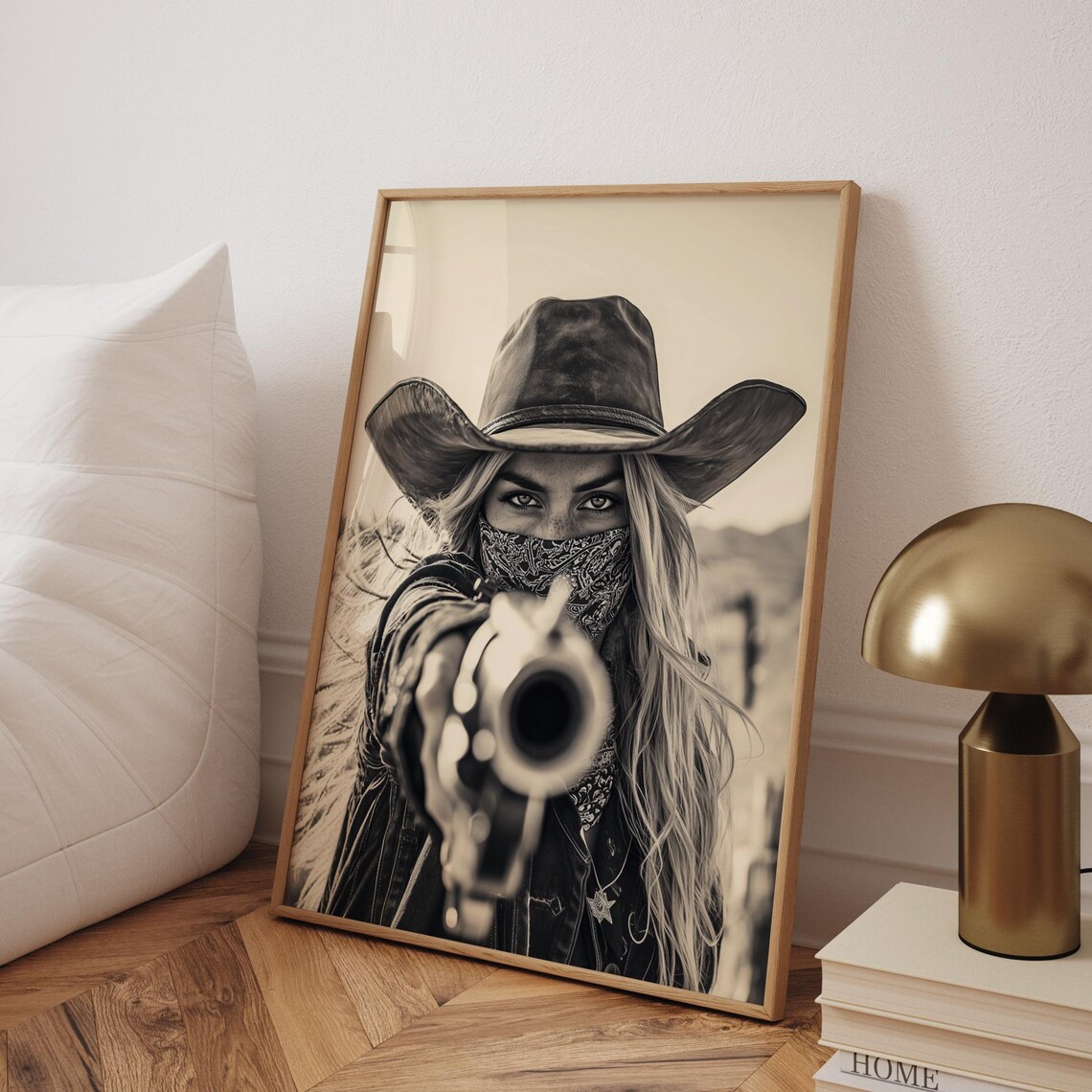 Sepia Cowgirl Vintage Wild West Art Print