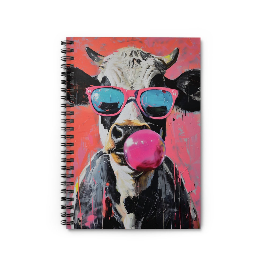 Cow With Pink Sunglasses Blowing Bubble Gum Whimsical Animal Poster