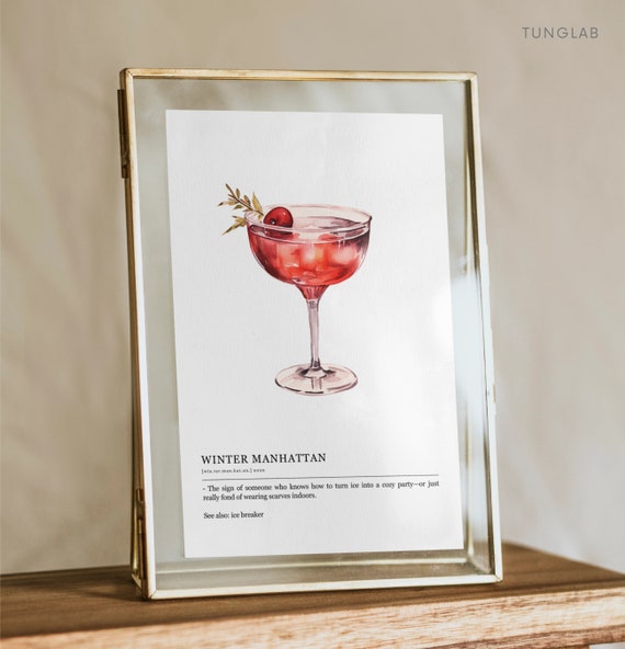 What Your Drink Says About You Winter Manhattan Cocktails Wall Art Personality Funny Decor Watercolour Gift