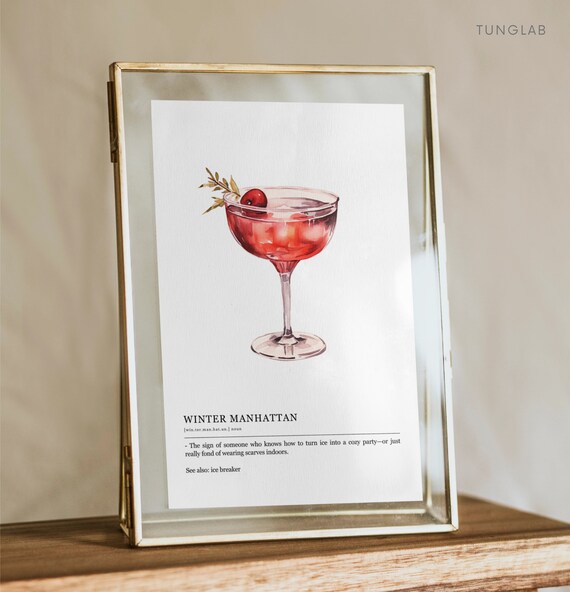 Winter Manhattan Cocktail Definition Cozy Party Funny Quote Poster