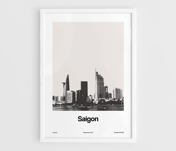 Saigon City Minimalist Travel Poster, Vietnam Skyline