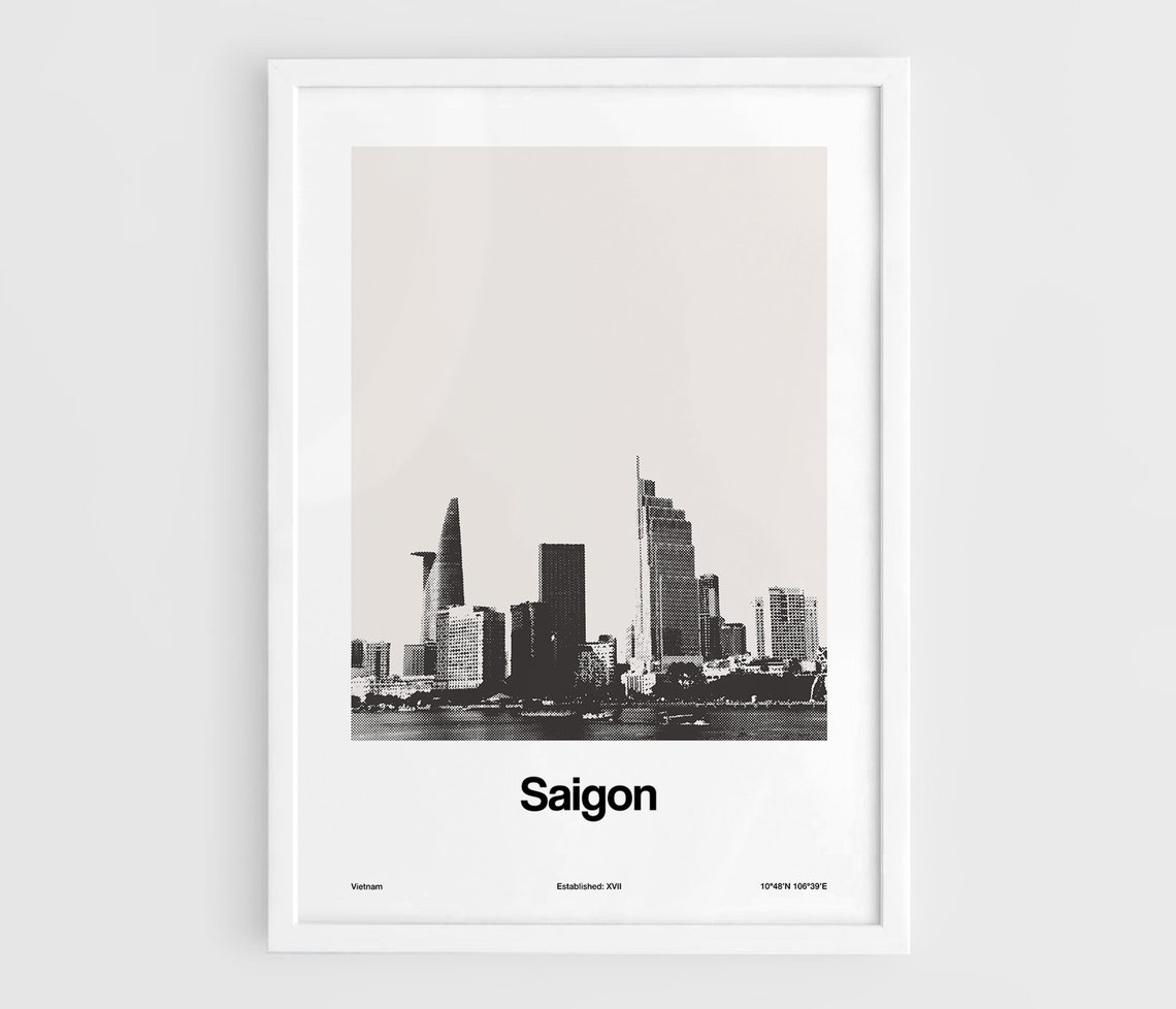 Saigon City Minimalist Travel Poster, Vietnam Skyline