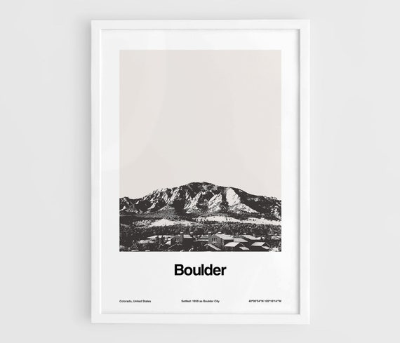 Boulder Colorado Minimalist Travel Poster, Flatirons