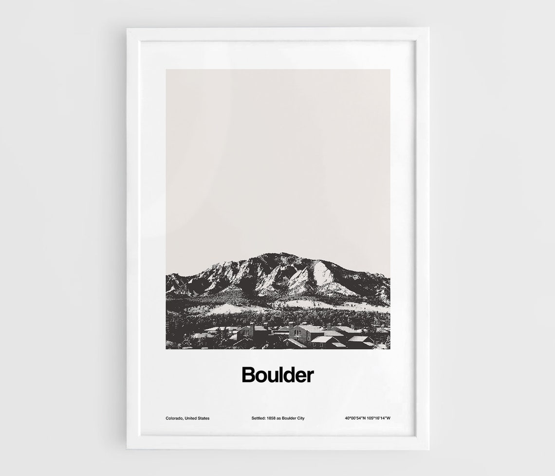 Boulder Colorado Minimalist Travel Poster, Flatirons