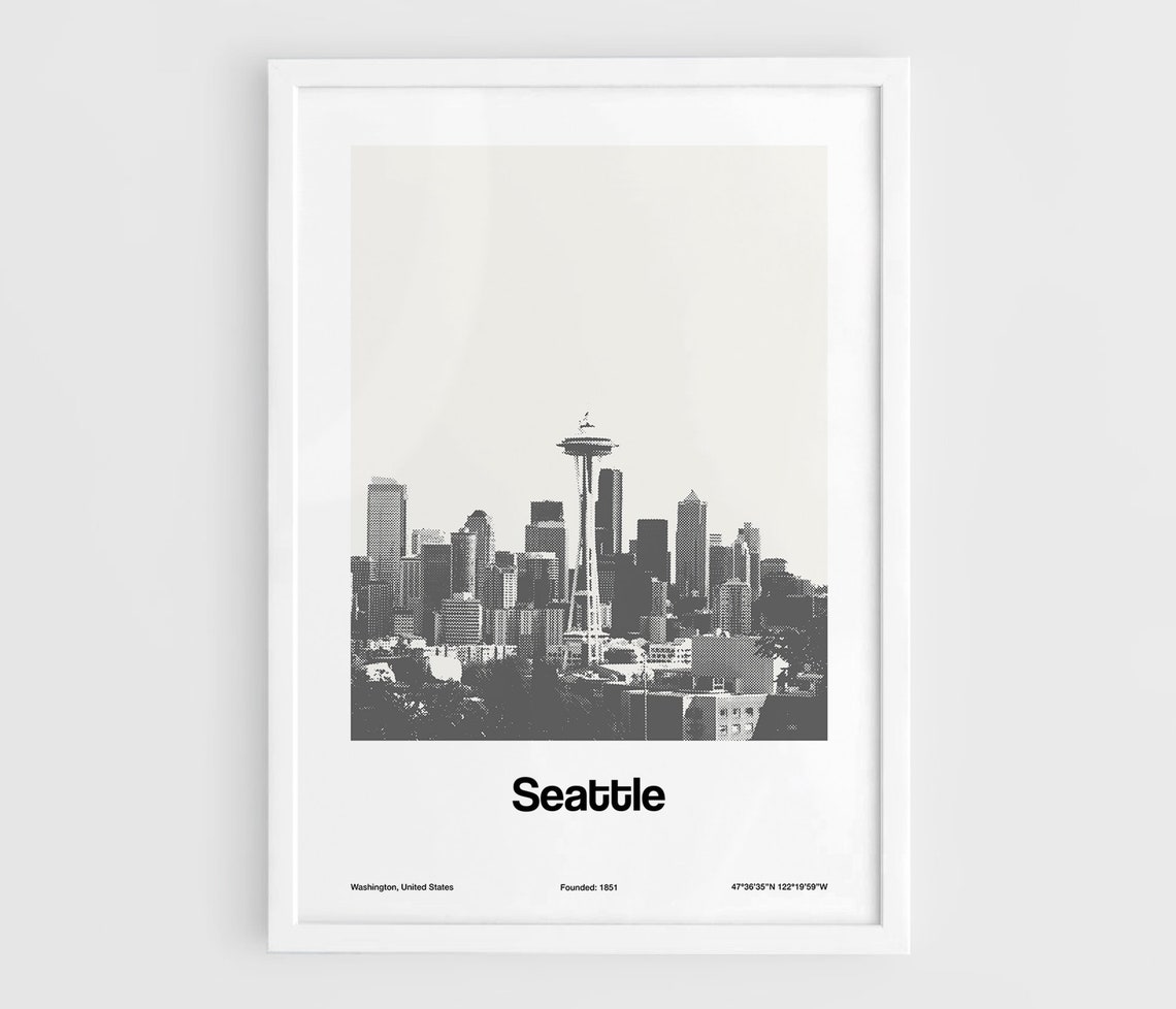 Seattle Washington Minimalist Skyline Travel Poster