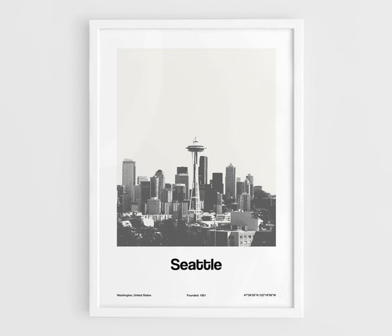 Seattle Washington Minimalist Skyline Travel Poster