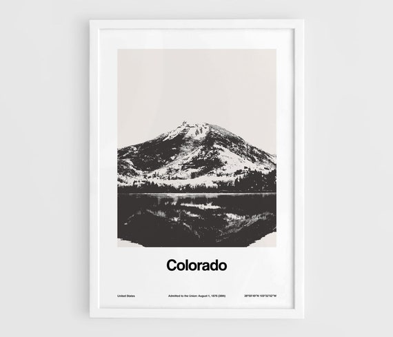 Colorado Print, Minimalist Colorado Mountains Poster