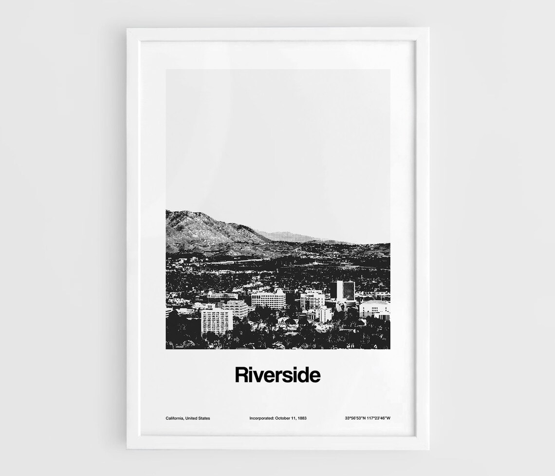 Riverside California Skyline, Minimalist Art Print