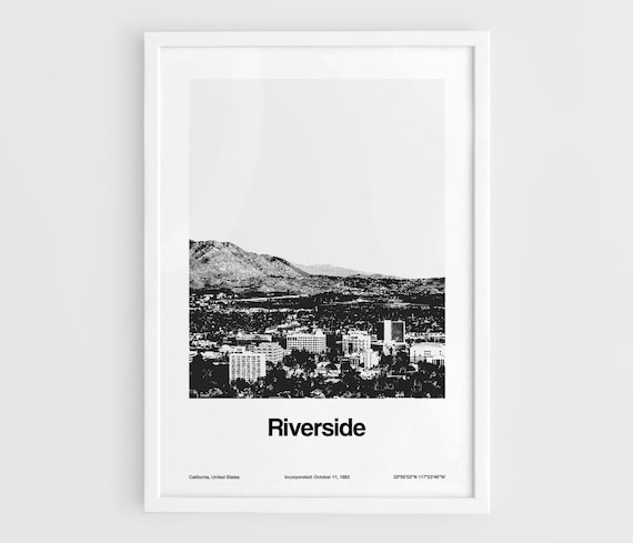 Riverside California Skyline, Minimalist Art Print