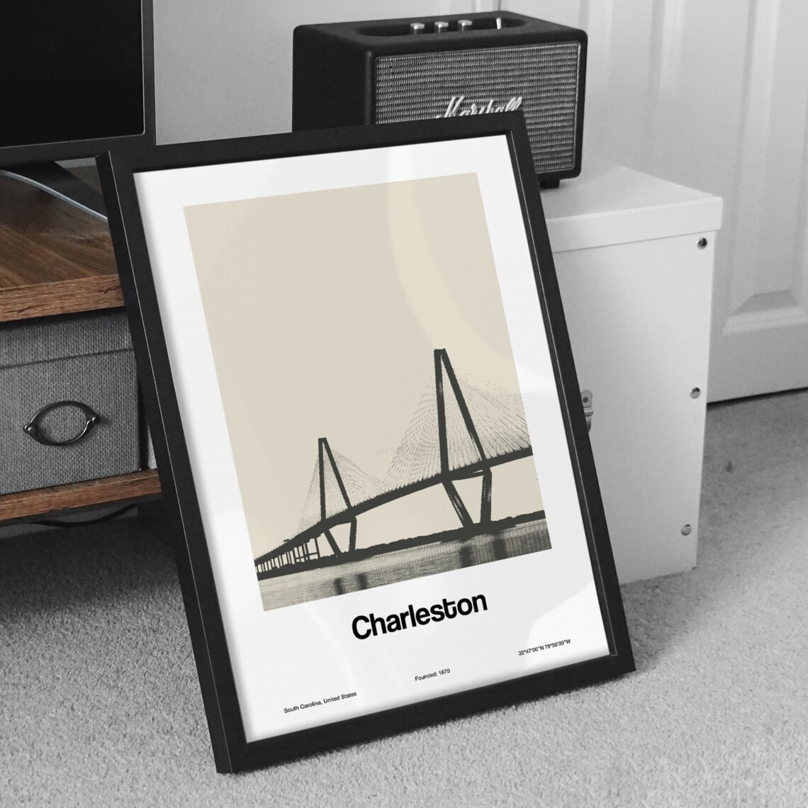Charleston Bridge Minimalist Custom City Art Print - Image 3