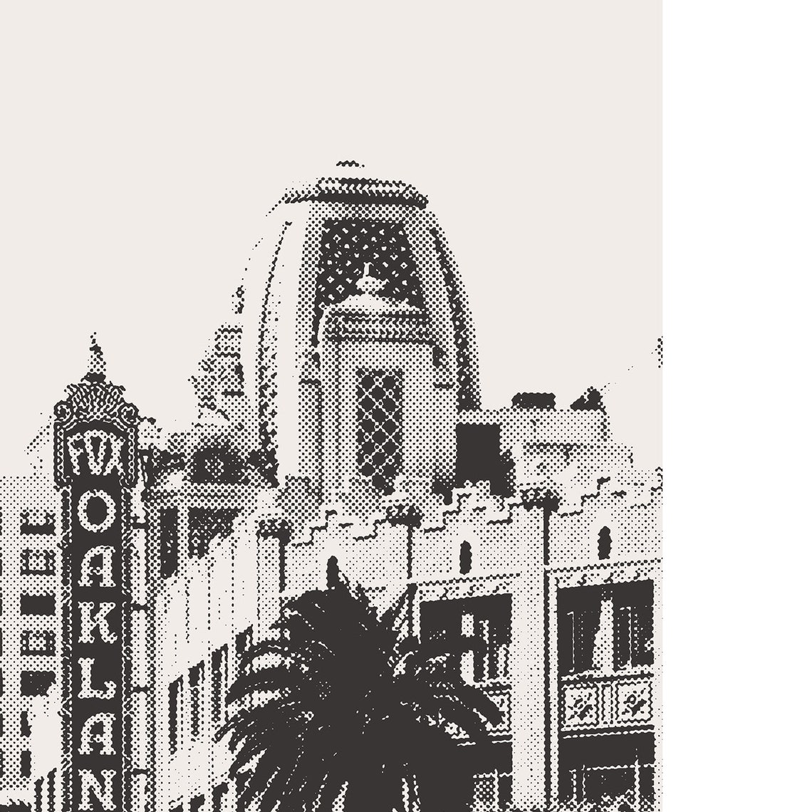 Oakland Fox Theatre, Black and White Minimalist Art Print - Image 2