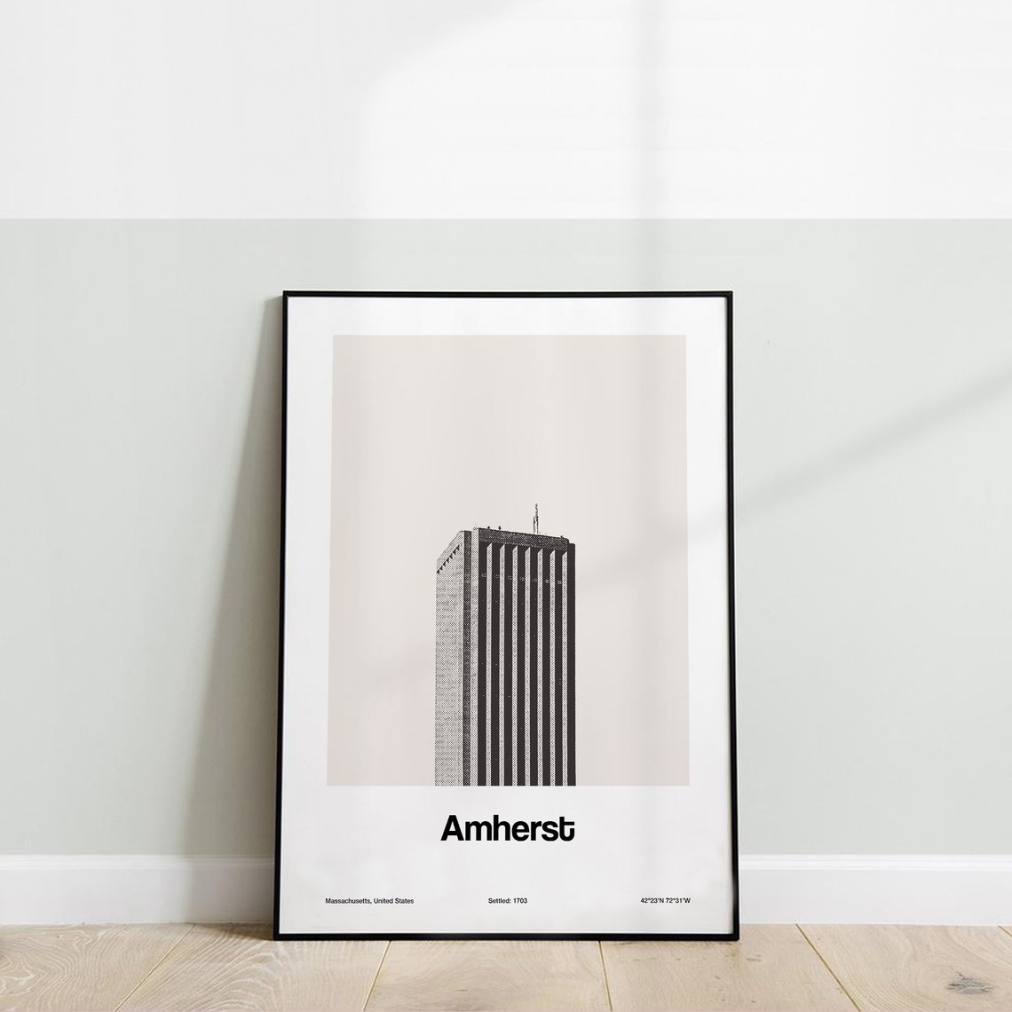 Custom Amherst Massachusetts Minimalist Travel Poster - Image 2