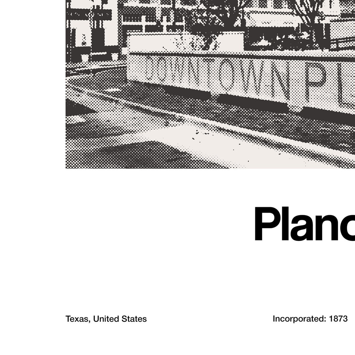 Plano Texas Minimalist Cityscape Poster Print - Image 3