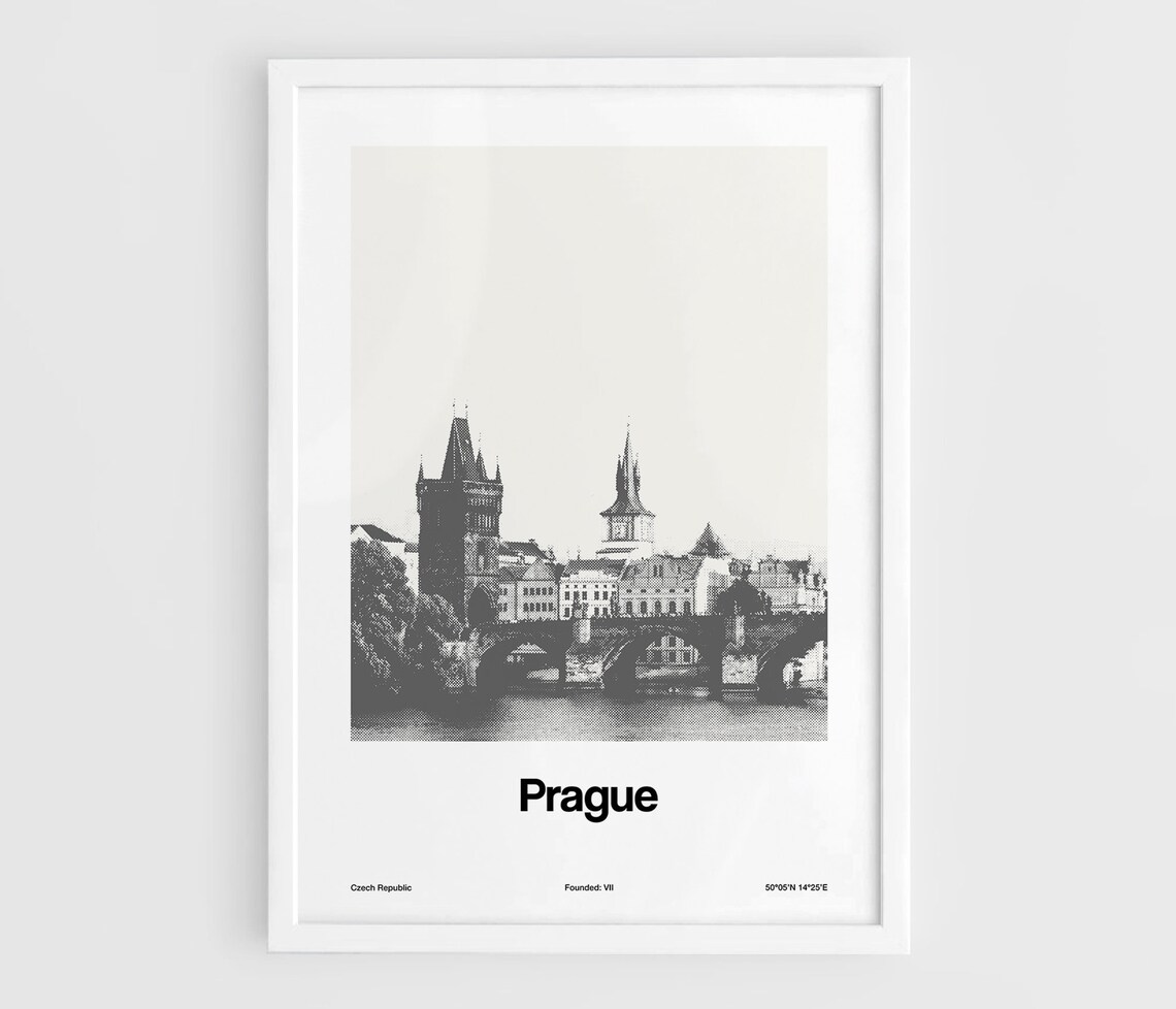 Prague Old Town Skyline, Minimalist City Art Print