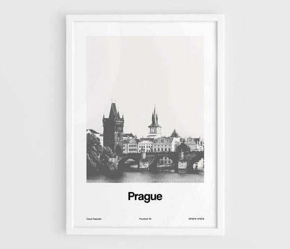 Prague Old Town Skyline, Minimalist City Art Print