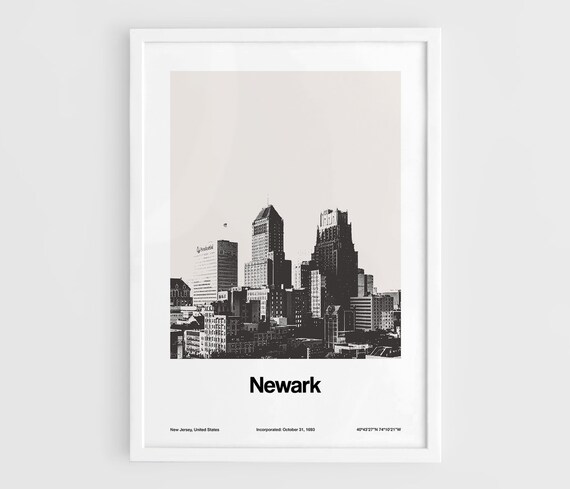 Newark New Jersey Downtown Skyline Poster Print