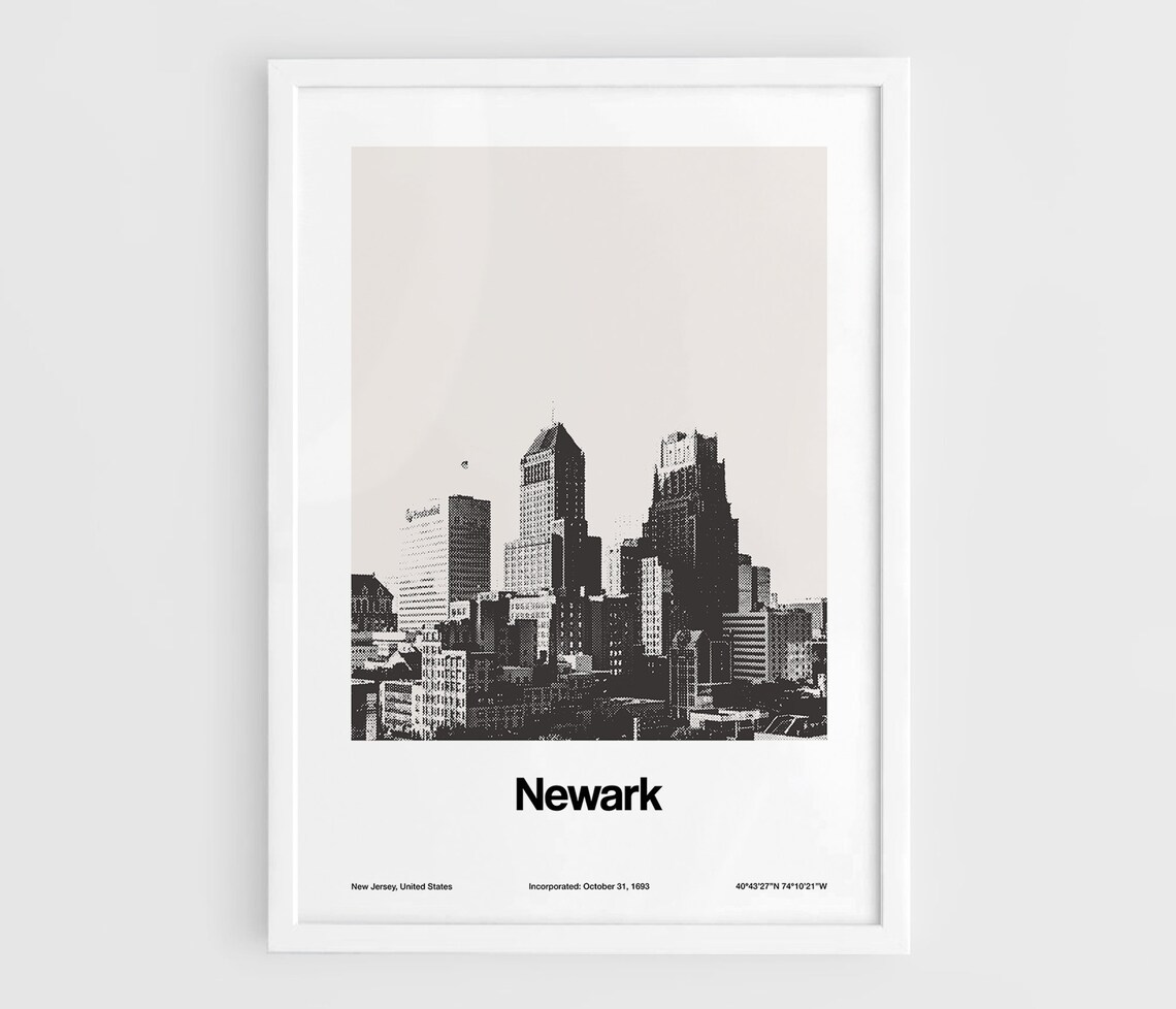 Newark New Jersey Downtown Skyline Poster Print