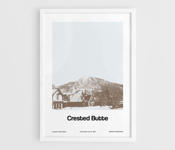 Crested Butte Colorado Winter Town Minimalist Art Print
