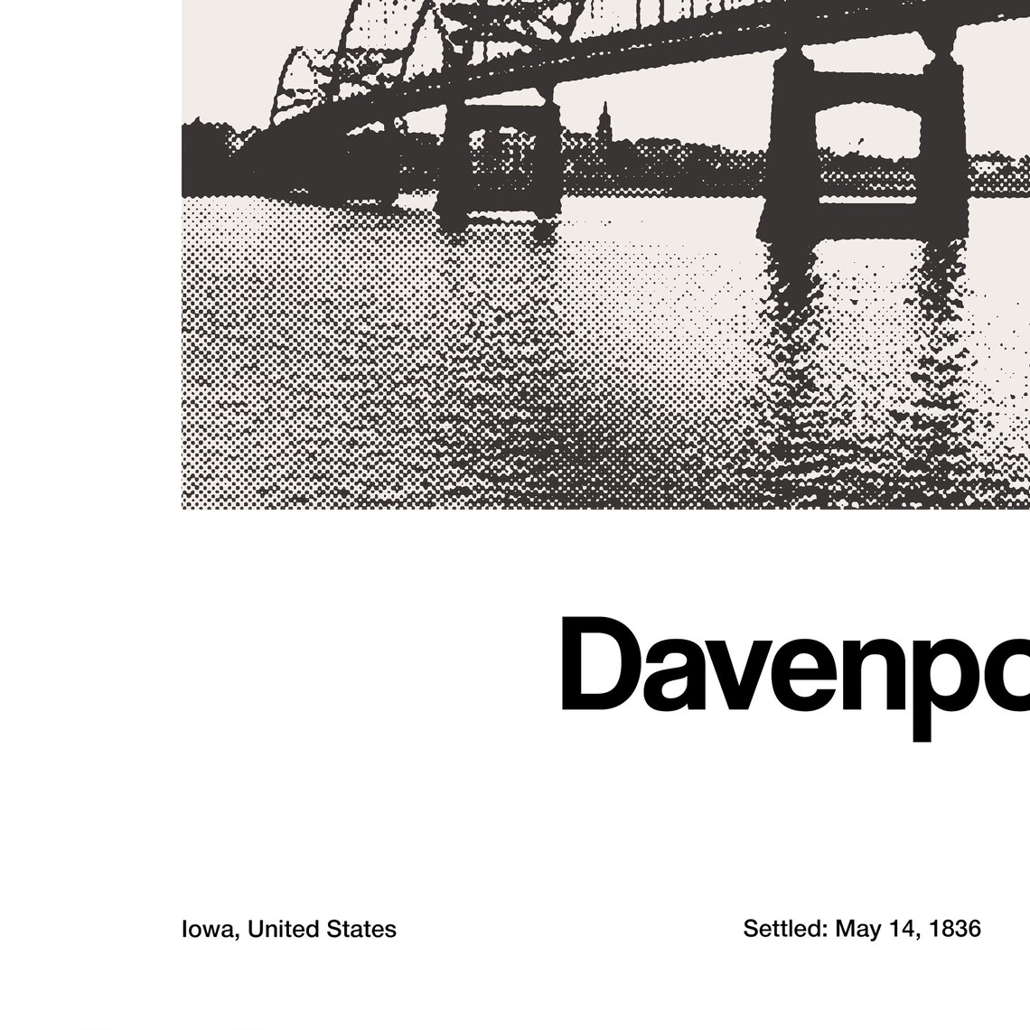 Davenport Iowa Minimalist Travel Poster, Centennial Bridge - Image 3