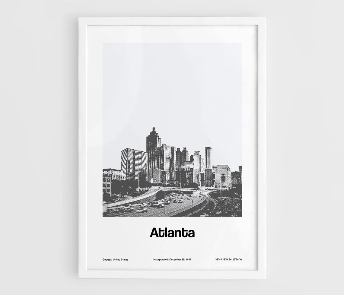 Atlanta Georgia Minimalist Skyline Custom Art Print