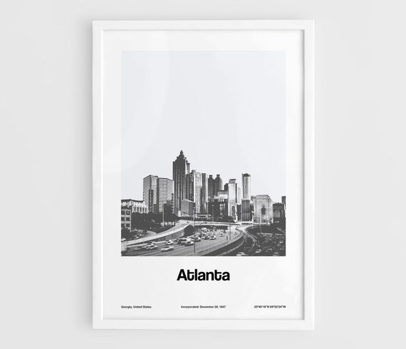 Atlanta Georgia Minimalist Skyline Custom Art Print