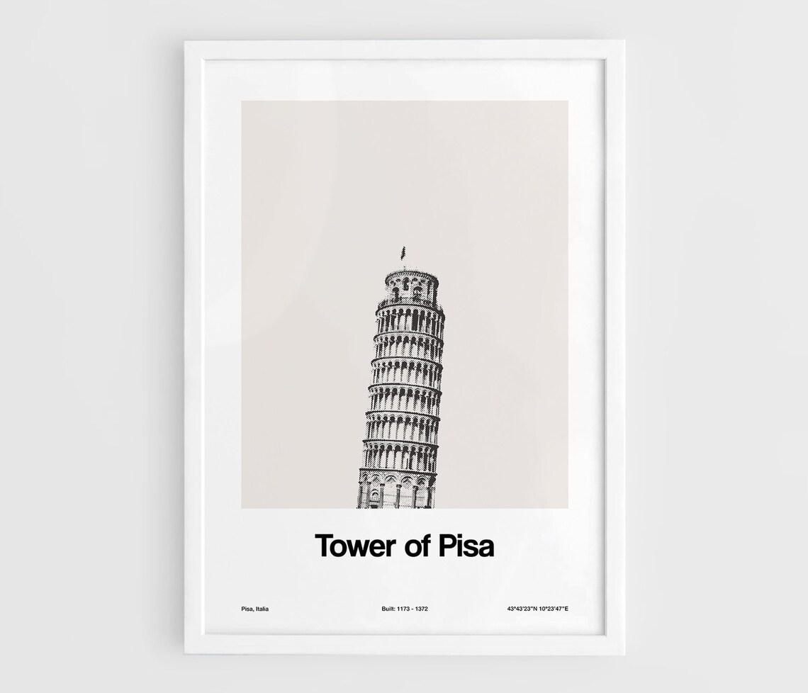 Tower Of Pisa Minimalist Travel Poster, Tuscany