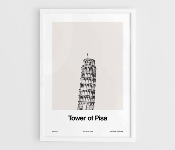 Tower Of Pisa Minimalist Travel Poster, Tuscany