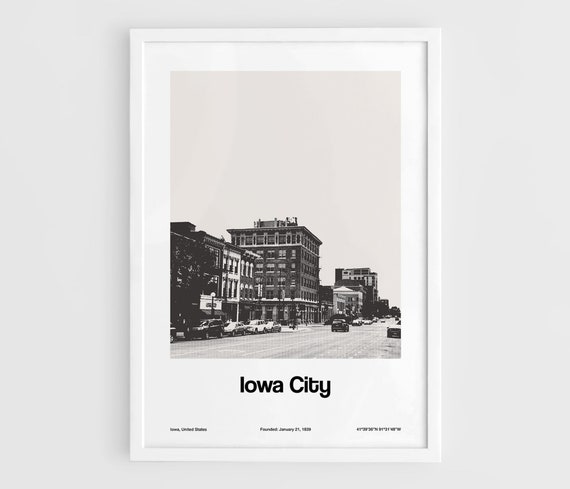 Iowa City Print, Minimalist Poster