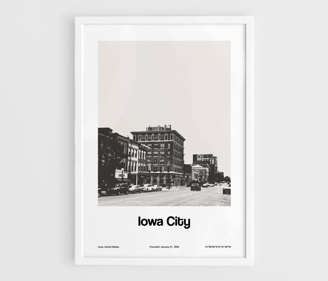 Iowa City Print, Minimalist Poster