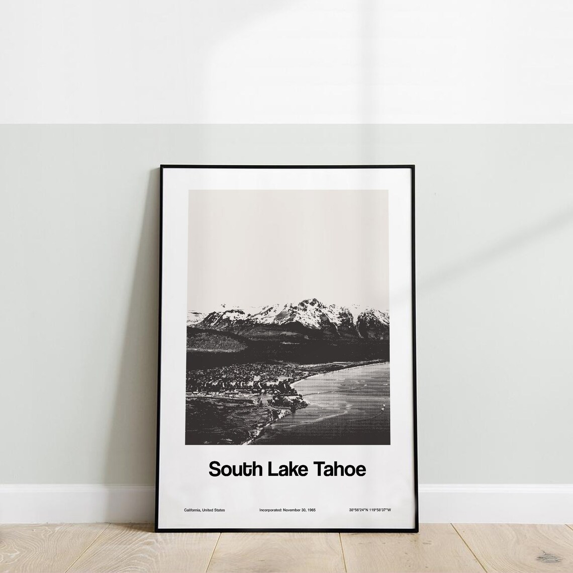 South Lake Tahoe Minimalist Travel Poster, Custom Winter Town - Image 3