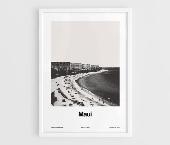 Maui Island Minimalist Poster Print, Hawaii