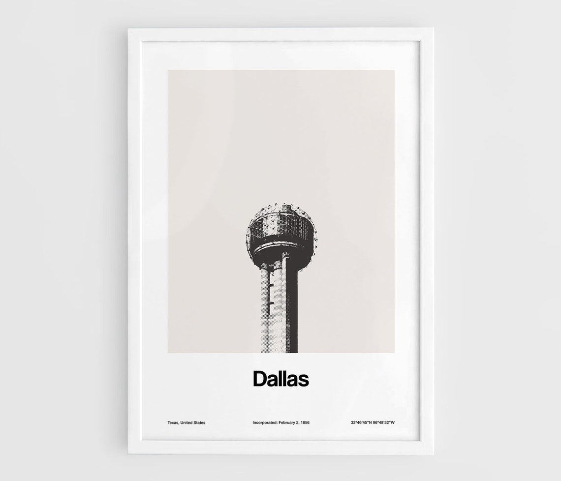 Dallas Reunion Tower Minimalist Cityscape Art Print