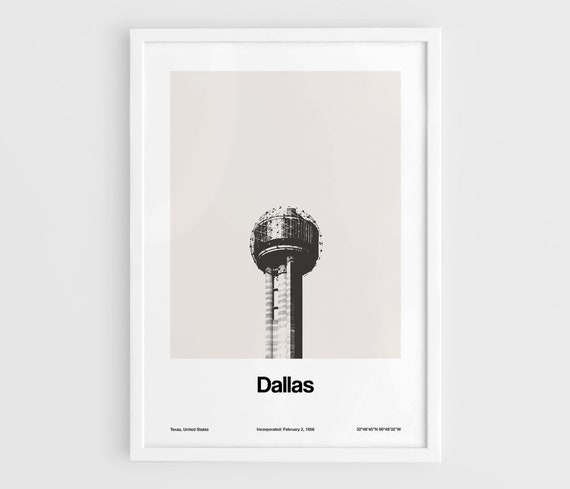 Dallas Reunion Tower Minimalist Cityscape Art Print