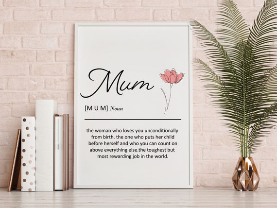 Mum Noun Print Framed Print Mum Print Definition Print Noun Print Mum Flower Line Mothers Day Home Decor Wall Art