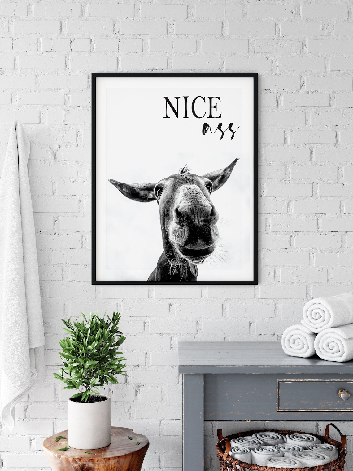 Nice Ass Donkey Bathroom Funny Wall Art Print