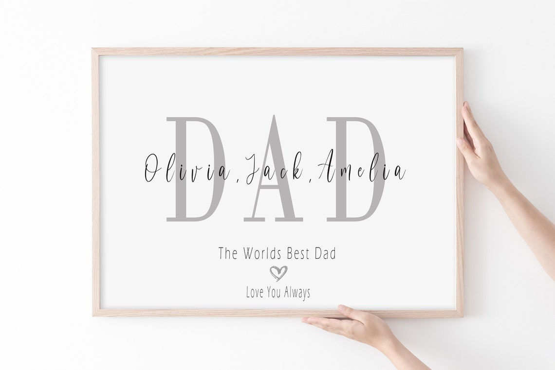 Personalised Dad Print with Childrens Names Worlds Best Dad Gift