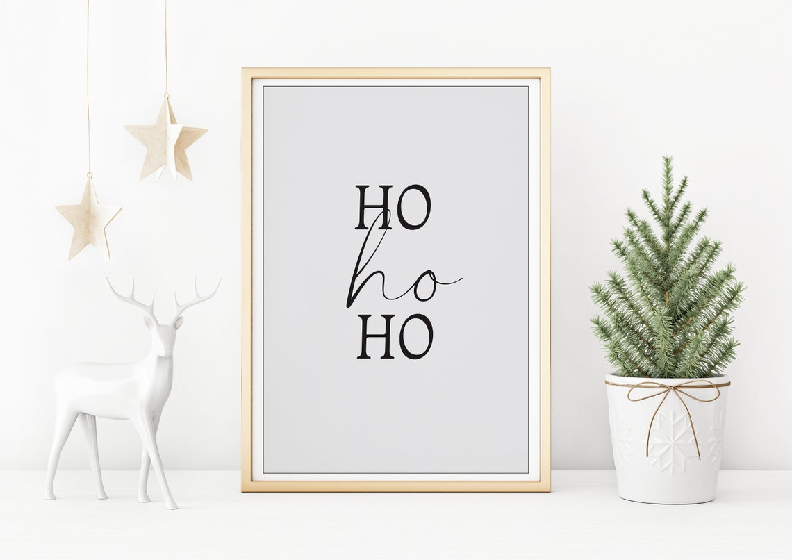 Ho Ho Ho Minimalist Santa Christmas Typography Holiday Wall Art
