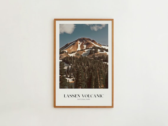 Lassen Volcanic National Park Peak Photo Rustic Travel Poster