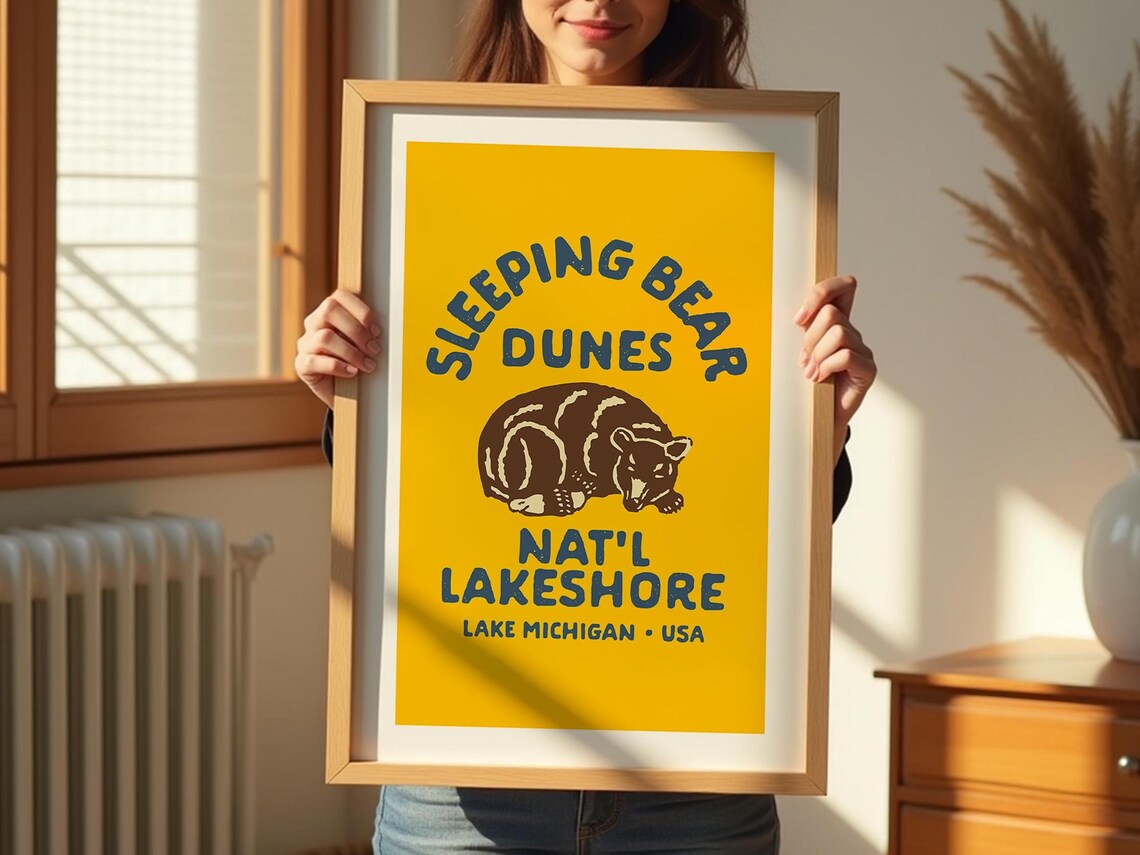 Sleeping Bear Dunes Retro Michigan Travel Poster - Image 3