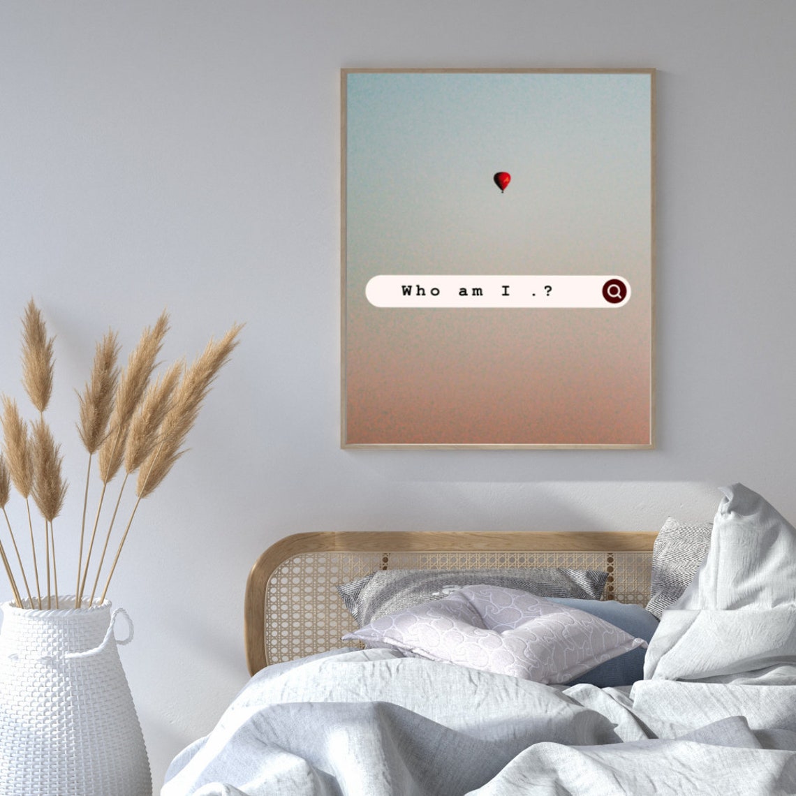 Who Am I Search Bar Hot Air Balloon Minimalist Dreamy Art Poster