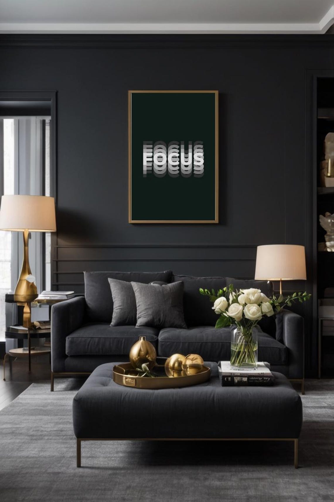 Focus Stacked Echo Typography Dark Green Minimalist Design Poster - Image 2